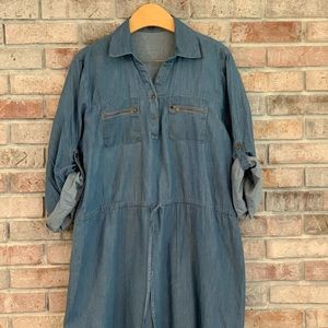 Super cute denim drawstring waist dress